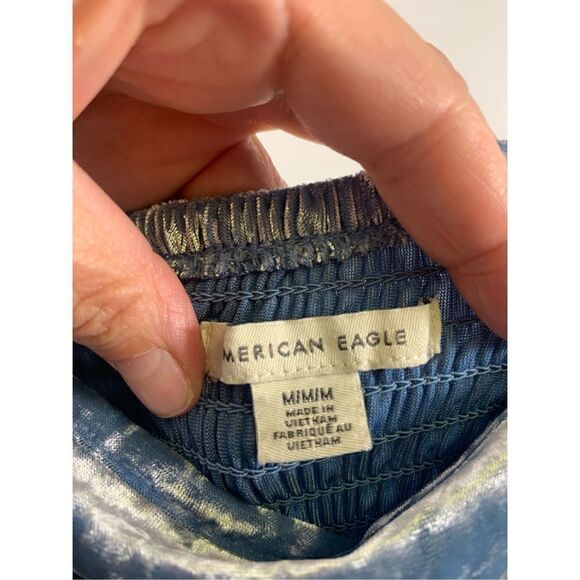 American Eagle Blue Velvet Blouse Size M - Picture 6 of 7